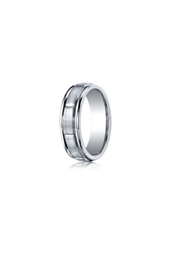Benchmark� Cobalt Chrome� 7mm Comfort-fit Satin-finished Round Edge Design Ring
