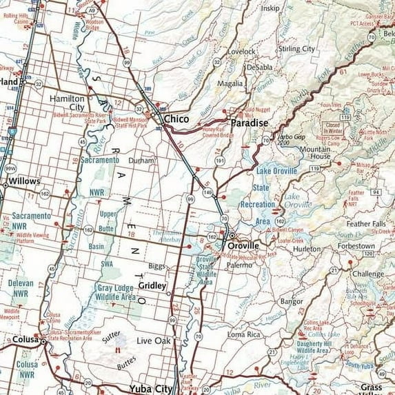 Benchmark Maps: Northern California Recreation Wall Map - 26 x 37 inches
