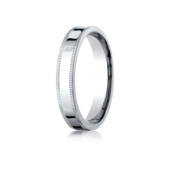 Benchmark� Platinum 4mm Flat Comfort-fit Wedding Band / Ring With Milgrain