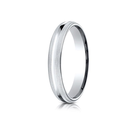Benchmark� Platinum 4mm Slightly Domed Standard Comfort-fit Wedding Band / Ring With Double Milgrain