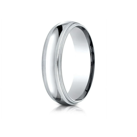 Benchmark� Platinum 6mm Slightly Domed Standard Comfort-fit Wedding Band / Ring With Double Milgrain