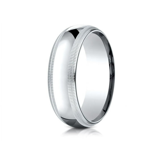 Benchmark� Platinum 7mm Slightly Domed Standard Comfort-fit Wedding Band / Ring With Double Milgrain