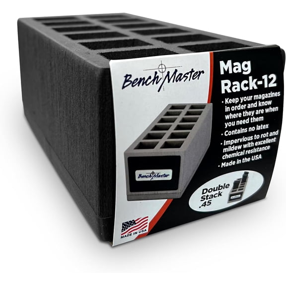Benchmaster Double Stack 45ACP 12-Unit Mag Rack, Gun Storage & Shooting Accessories