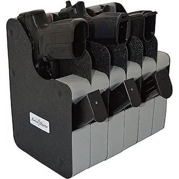 Benchmaster 6 Gun Vertical Pistol Rack, Handgun Safe Organizer, High-Density Foam Storage Holder for 6 Pistols