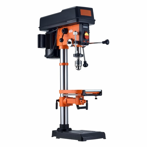 Benchtop Drill Press 10-inch, 3.2 Amp 5-Speed Adjustable Wood Metal Drill Press Machine with Tilt Table, Work Light, for DIY & Workshop