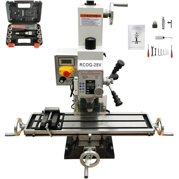 Benchtop Milling Drilling Machine R8 Taper Micro Feed Drill Lathe for DIY Metal Wood Processing