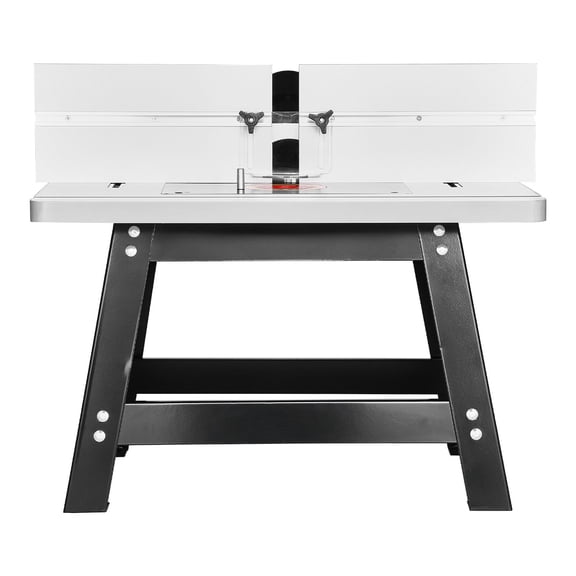 Benchtop Router Table 24 x 15.7 Inch with Adjustable Multi-Directional Fence, MDF Work Surface, Sturdy Metal Base and 2-1/2 Inch Dust Port for Woodworking, Trimming, Shaping and Routing