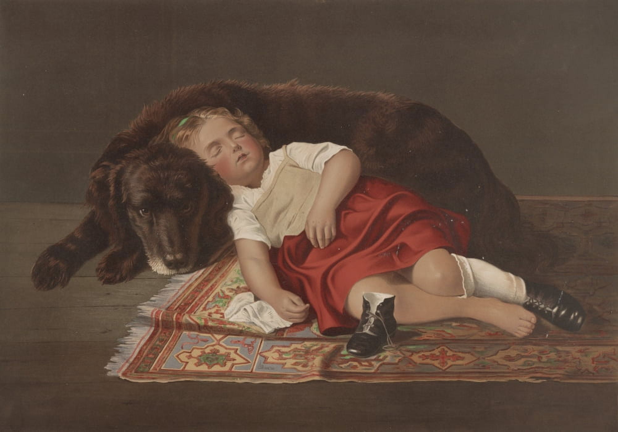 Bencke & Scott Chromolithograph c1871 Faithful watcher Canvas Art - Bencke & Scott (24 x 36)