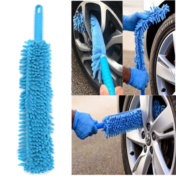 Bend Double Side Chenille Duster for Car and Home Static Dust Clean and Maintenance and Surface Care Gear for Modern Office and Furniture Maintenance Solution 21.65 Inch Blue