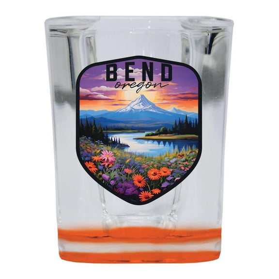 Bend Oregon Design A Souvenir 2 oz Square Shot Glass Orange