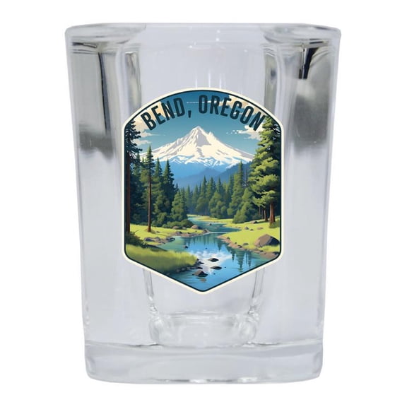 Bend Oregon Design B Souvenir 2 oz Square Shot Glass Clear