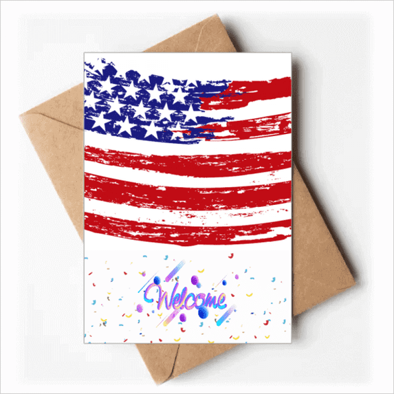 Bend Stars And Stripes America Country Flag Welcome Back Greeting Cards Envelopes Blank