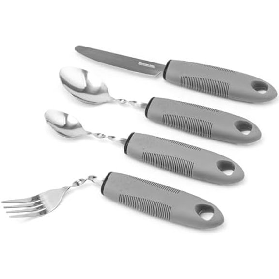 Bendable Adaptive Utensil Set - Arthritis Aid Silverware for The Elderly, Parkinson's, Hand Tremors, Weak Hand Grip & Handicapped - Easy Grip for Shaking and Trembling Hands