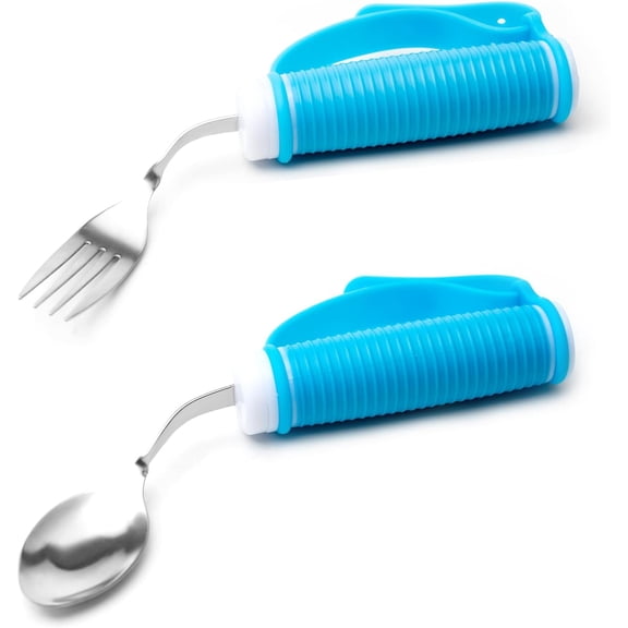 Bendable Adaptive Utensils for Elderly, Disabled People, Parkinsons, Arthritis, Hand Tremors, Weak Hand Grip & Handicapped, Arthritic Hands - Non-Slip Handles, Easy Grip for Shaking Hands