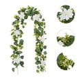 thumbnail image 1 of Bendable Artificial Flower Garland Faux Rose Vine Hanging Floral Garland for Wall Decor Trellis Fence Home Room Garden Wedding Decoration, Not Easy to Fade(White, 6ft), 1 of 5