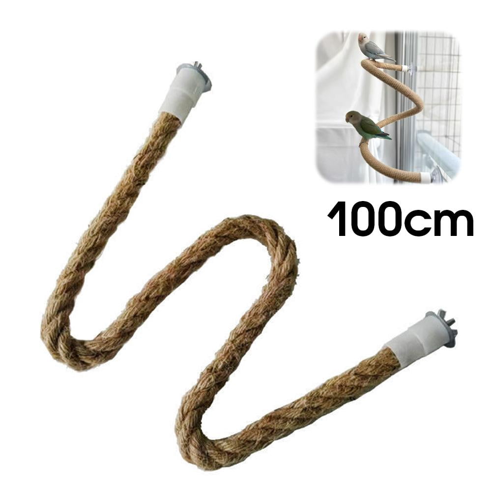 Bendable Bird Perch for Parrots, 39.37inch Natural Linen Rope, Non-Slip ...
