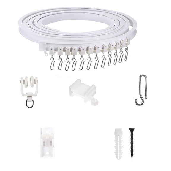 Bendable Ceiling Curtain Rails 6/7/8Meter Quiet Rollers Kits for Elegant Drapery
