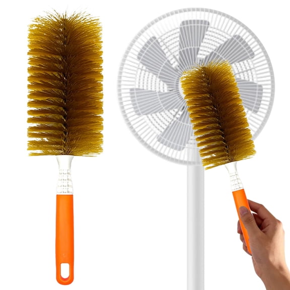 Bendable Fan Cleaner Brush with Washable Reusable Duster - Flexible Dust Remover for Vents, Blinds, Home, and Car Use - Orange ABS Angled Cleaning Brush
