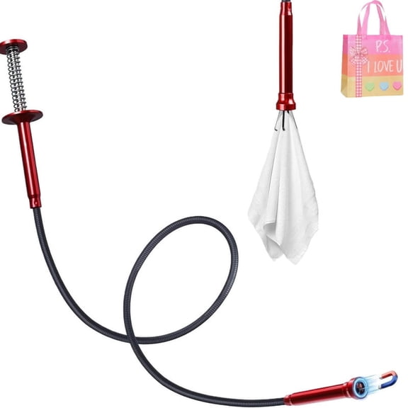 Bendable Flexible Magnetic Pickup Tool 24 Inch Four Claw Grabber Tool for Narrow Space Engine Bay Home Sink Drain Metal Objects Red