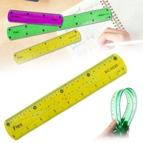 Bendable Flexible Ruler, 8 Inch Dual-Sided Centimeter & Inch Scale Soft Plastic Ruler, Shatterproof Measuring Tool for Drawing, Work, Daily Tasks, Desk, Office and Craft Projects, Yellow