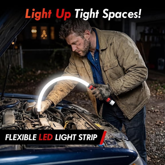 Bendable LED Flashlight Stick, Flexible LED Work Light Rechargeable with USB-C, 3 Light Modes, Flexible Flashlight for Close-Up Task Lighting, Car Repair, Garage, Inspection and Tight Spaces