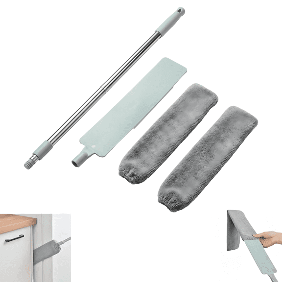 Bendable Microfiber Gap Duster with Extendable 40-55 Inch Pole, Washable Wet Dry Dust Brush for Sofa Bed Furniture Appliance Bottom Cleaning, Gray