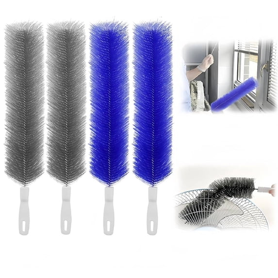 Bendable Microfiber Head, 2026 Fan Cleaner Brush Reusable Dust Remover Washable ldeal for Electric Fans Air Conditioning, Home Car Vents, Curtain (Gray*2+Blue*2)