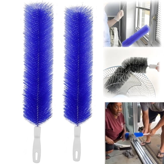Bendable Microfiber Head, 2026 New Reusable Dust Remover, Fan Brush Cleaner Washable Ldeal, Multi Purpose Dust Removal Brush for Electric Fans Air Conditioning, Home Car Vents, Curtain (Blue-2PCS)