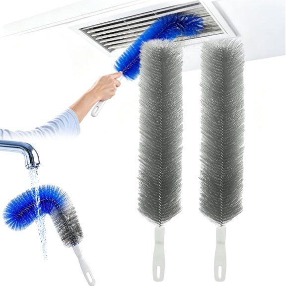 Bendable Microfiber Head, 2026 New Reusable Dust Remover, Fan Brush Cleaner Washable Ldeal, Multi Purpose Dust Removal Brush for Electric Fans Air Conditioning, Home Car Vents, Curtain (2pcs)