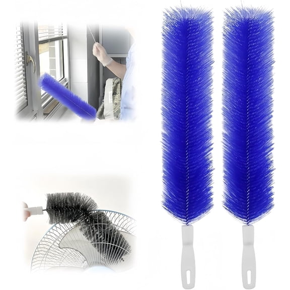 Bendable Microfiber Head, 2026 Upgraded Fan Cleaner Brush Reusable Dust Remover Washable ldeal for Electric Fans Air Conditioning, Home Car Vents, Curtain (Blue 2 Pcs)