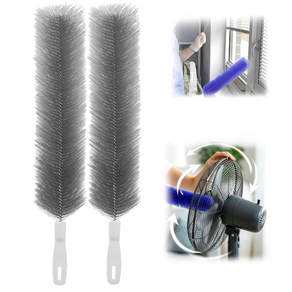 Bendable Microfiber Head, Multipurpose Cleaner Brush Reusable Dust Remover Washable. Multipurpose ldeal for Electric Fans Air Conditioning, Home Car Vents, Curtain (Gray 2 Pcs)
