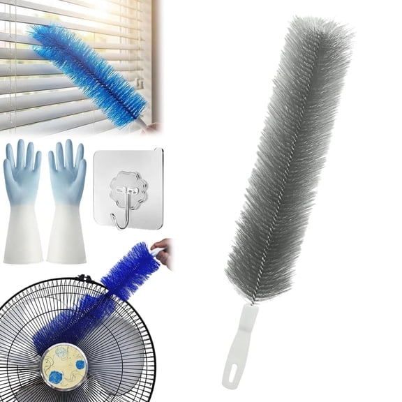 Bendable Microfiber Head,Reusable Dust Remover, 15.7in Bendable Microfiber Fan Cleaning Brush, Washable Fan Cleaner Brush for Electric Fans Air Conditioning, Home Car Vents, Curtain,2pcs