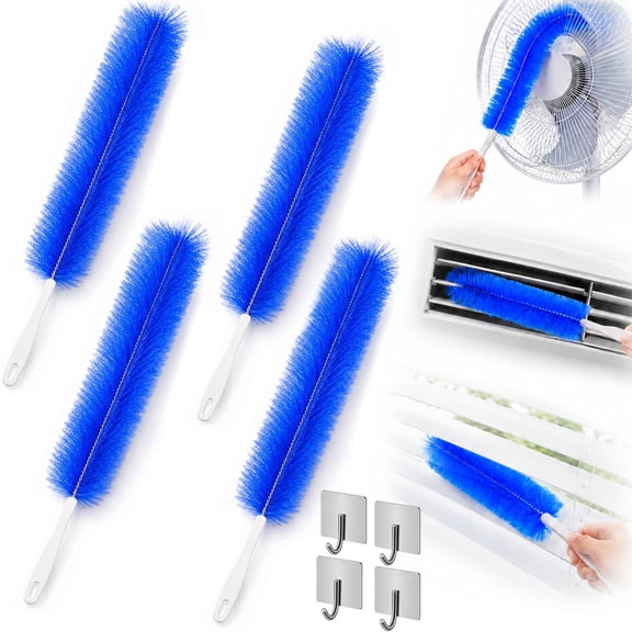 Bendable Microfiber Head, Reusable & Washable Cobweb Duster Brush for Ceiling Fans, Vents, Blinds, AC, Car & Furniture