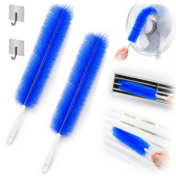 Bendable Microfiber Head, Reusable & Washable Cobweb Duster Brush for Ceiling Fans, Vents, Blinds, AC, Car & Furniture