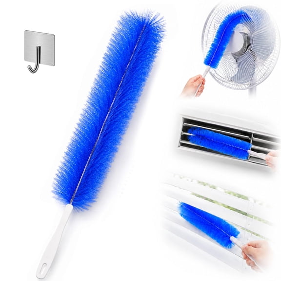 Bendable Microfiber Head, Reusable & Washable Cobweb Duster Brush for Ceiling Fans, Vents, Blinds, AC, Car & Furniture