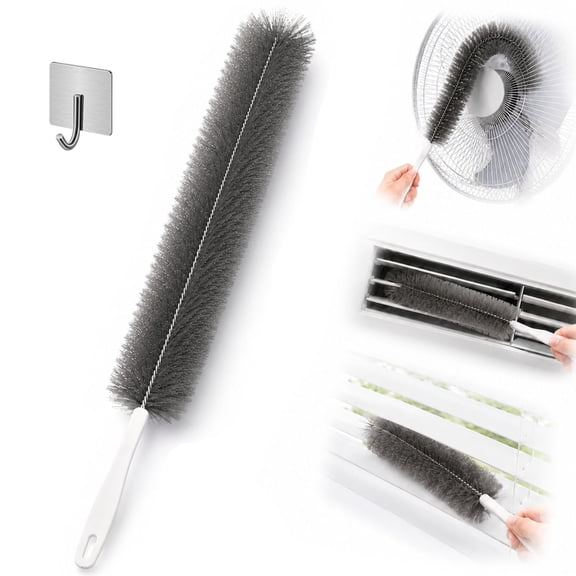 Bendable Microfiber Head, Reusable & Washable Cobweb Duster Brush for Ceiling Fans, Vents, Blinds, AC, Car & Furniture