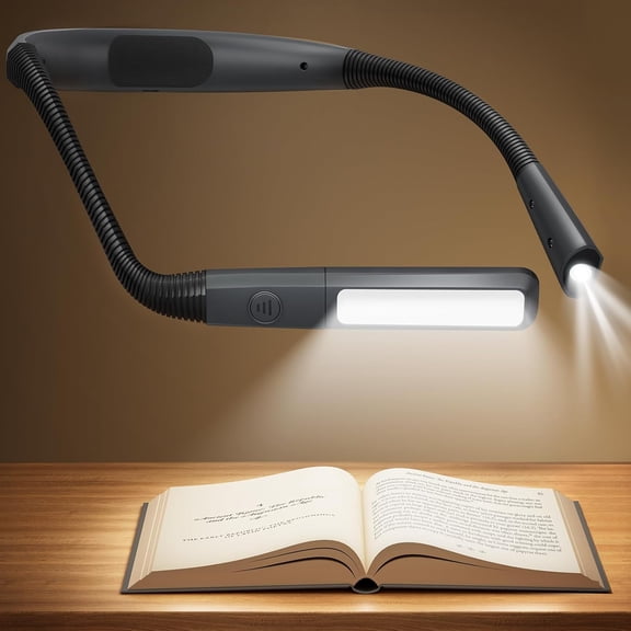 Bendable Neck Light, 100Hrs Long Lasting Rechargeable Book Light, 5 Colors & Stepless Dimming Reading Light - Perfect Book Lights for Reading at Night, Knitting, Book Lovers G ts