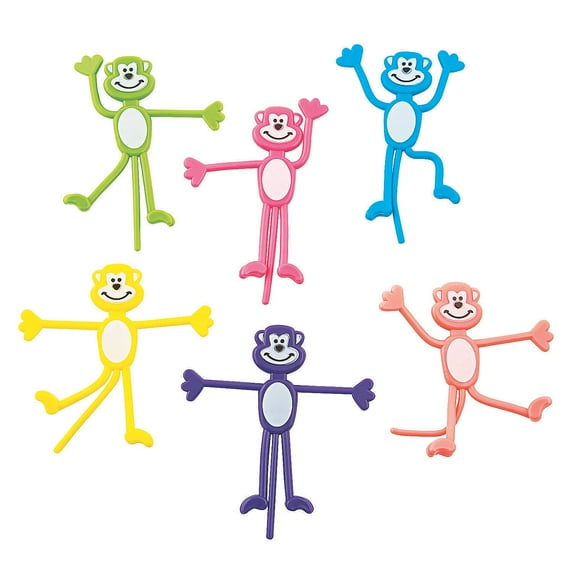 Bendable Neon Monkeys (2Dz) - Party Favors - 24 Pieces