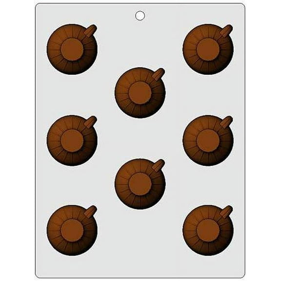 Bendable Plastic Chocolate Mold: Fluted Round Teacup, Each Cavity 41mm Diameter x 21mm High