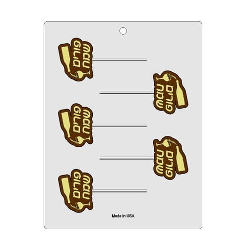 Bendable Plastic Chocolate Mold:"Purim Sameach" Lollipop with Bottle Pouring Wine into Glass, Each Cavity 61mm x 49mm x 7mm High