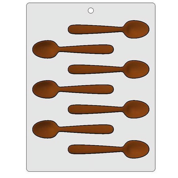 Bendable Plastic Chocolate Mold: Spoon, Each Cavity 27mm x 118mm x 9mm High