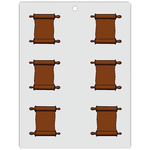 Bendable Plastic Chocolate Mold: Torah Scroll, Each Cavity 65mm x 58mm x 6mm High