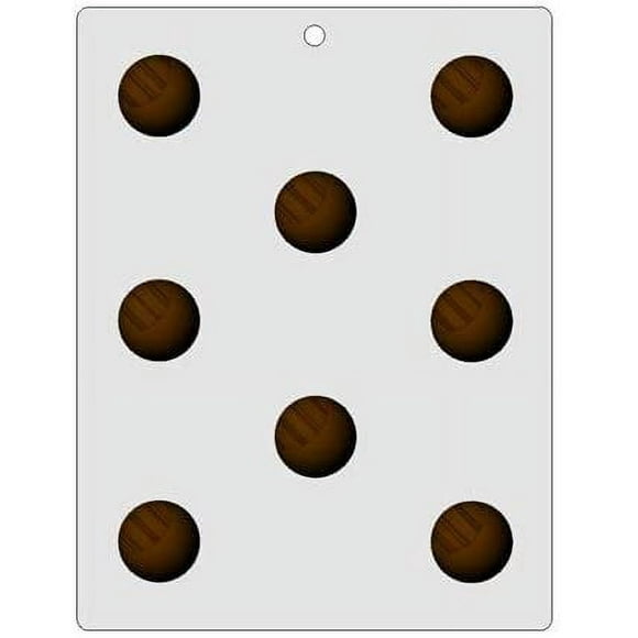 Bendable Plastic Chocolate Mold with 8 Half-Striped-Hemisphere Cavities 34 Millimeters Diameter