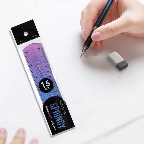 Bendable Plastic Flexible Ruler Gradient Color Inches Centimeters Soft Office