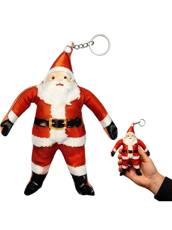 Bendable PoseAble Santa Claus Plush Doll, Vintage Retro Christmas Stuffed Figurine Ornament, Soft Hanging Keychain Decor, Festive Holiday Shelf Home Decoration & Unique Christmas Gift Selection