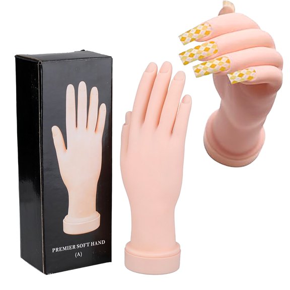 Bendable Practice Hand for Nail Art B, 1 Piece - Hand for Acrylic Nails Flexible Bendable Nail Hand for Beginners Silicone Manicure Training Kit For, Easter Mother'S Day Gift Makeup Organizers
