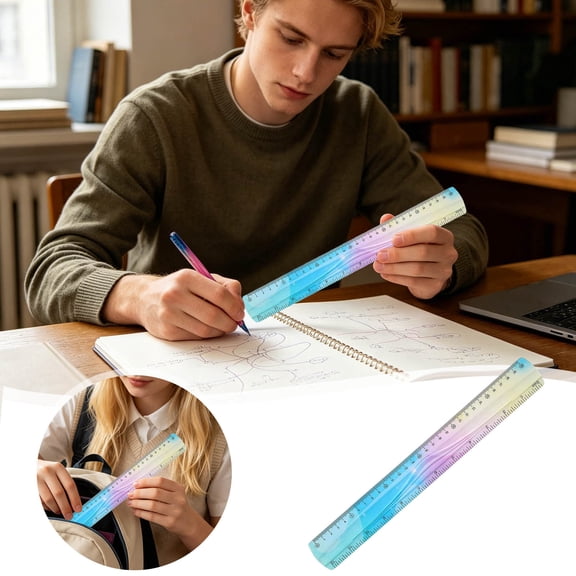 Bendable Ruler Dual Scale Soft Ruler Cute Pastel Bendy Measuring Tool For Office Drawing Diy Crafts(Multicolor-30Cm)