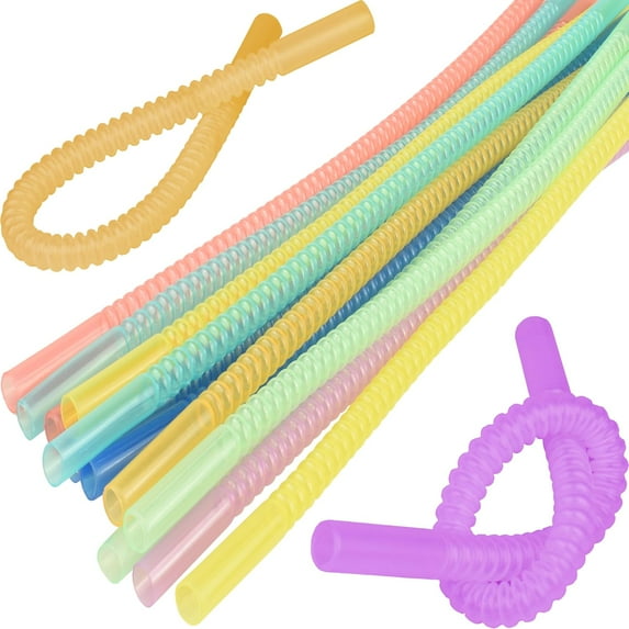 Bendable Straws - 11 inch Long Colored Flexible Bendy Drinking Straw Reusable 14 Pack