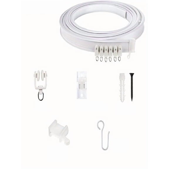 Bendable U - Shape Ceiling Curtain Track Kit, Curtain Track Ceiling Mount with 8 Smooth Rollers & Brackets, - Metal Construction, Custom Fit for Windows, RVs & Room Dividers