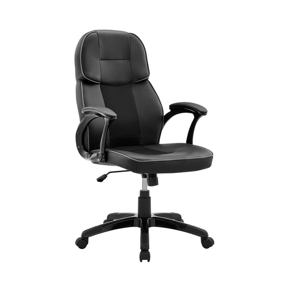 Bender Adjustable Racing Gaming Chair in Black Faux Leather with Dark Grey Accents